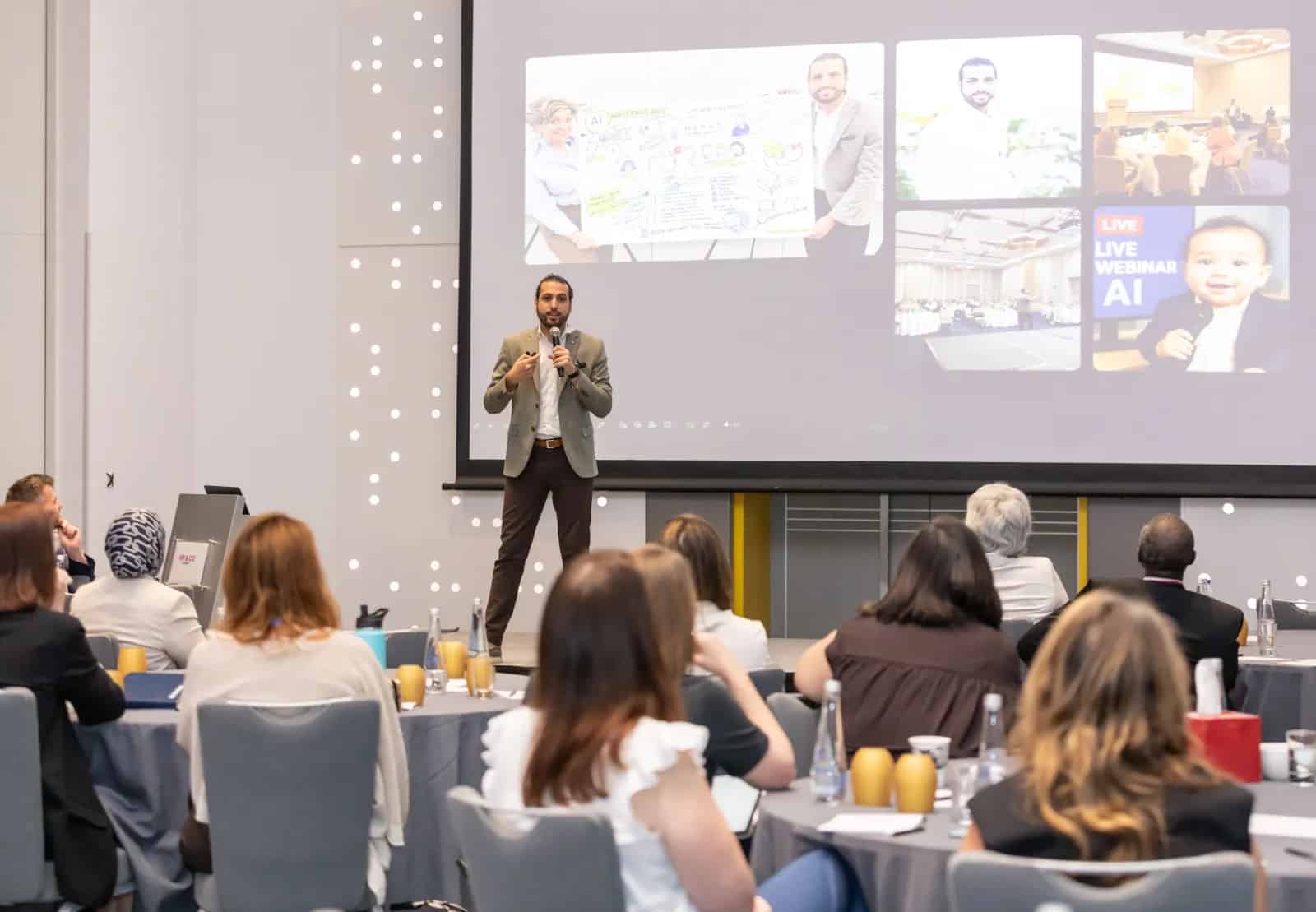 Mounaim Lamouni training employees of a UAE company to use AI assistants